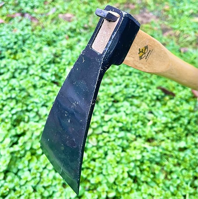 14 Inch Heavy Duty Wide Hoe, Japanese Carbon Steel with Oak Wooden Handle, Without Welding, Garden Tool for Digging, Weeding, and Planting
