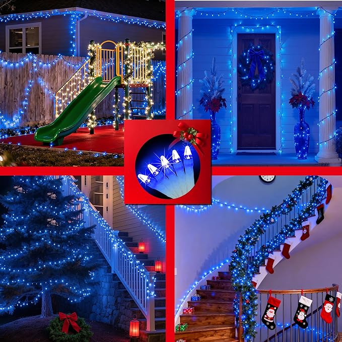 350LED Christmas Lights Indoor Outdoor, 90ft 12 Modes Blue LED String Lights with Timer Dimmable, Waterproof Christmas Tree Lights for Xmas Patio Yard Fence Balcony Bedroom Garden Party Decor Blue