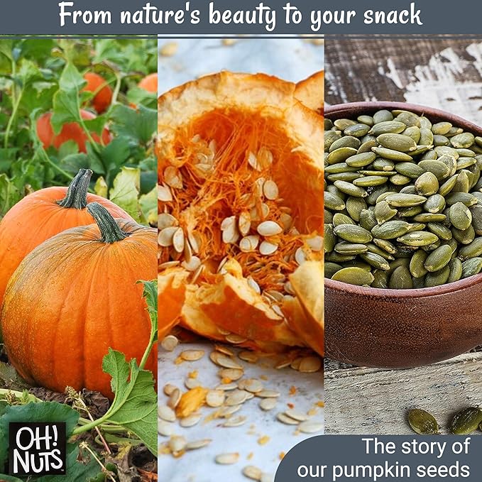 Oh! Nuts Pumpkin Seeds - Dry Roasted Salted - 2 lb - Shelled and Sprouted Pepitas - Packed in New York Zip-Seal Bag for Exceptional Freshness