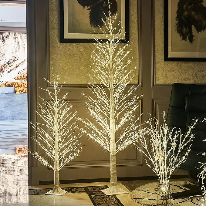 Fudios Lighted White Tree Willow 4FT 450 LED Fairy Lights, Christmas Artificial Tree Lights Plug in for Indoor Outdoor Holiday Decoration