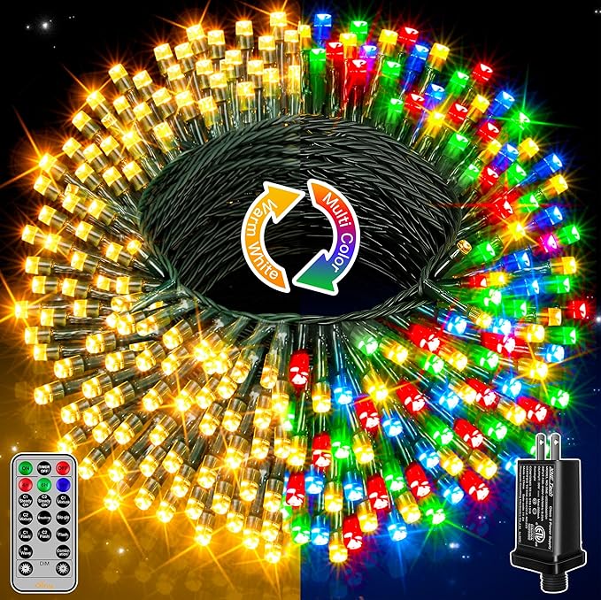 Ollny Christmas Lights, 131FT 400 LED Color Changing Christmas Tree Lights with 11 Modes Remote Control Waterproof Outdoor Christmas Lights for Outside Indoor Patio Xmas Decorations