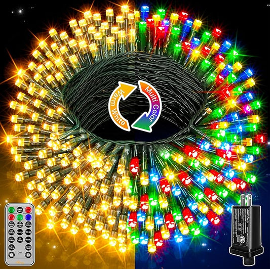 Ollny Christmas Lights, 131FT 400 LED Color Changing Christmas Tree Lights with 11 Modes Remote Control Waterproof Outdoor Christmas Lights for Outside Indoor Patio Xmas Decorations