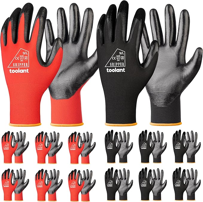 toolant Nitrile Coating Work Gloves for Men, Superior Oil Resistance, Safety Work Gloves with Grip, Touch Screen