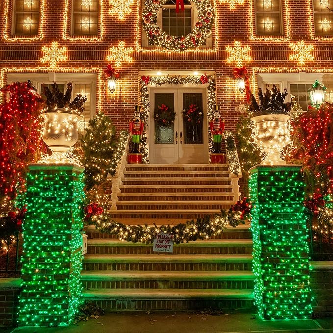 TW SHINE Green Christmas Lights, Total 400 LED 132FT Christmas Lights Plug in with 8 Modes, Waterproof Fairy St. Patrick's Day Light Outdoor, Indoor Christmas Decorations for Party Yard Decorations