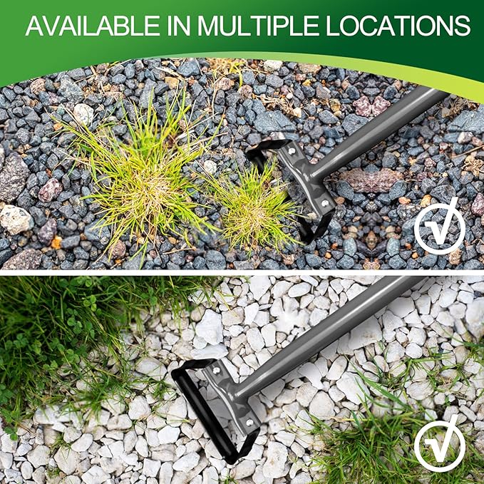 Walensee Mini Hula Hoe Garden Tool, Action Hoe for Weeding, Stirrup Hoe with 14-Inch Scuffle Loop, Gardening Weeder Cultivator, Sharp Durable Metal Hand Weed Scraper, Rake with Cushioned Grip, Grey