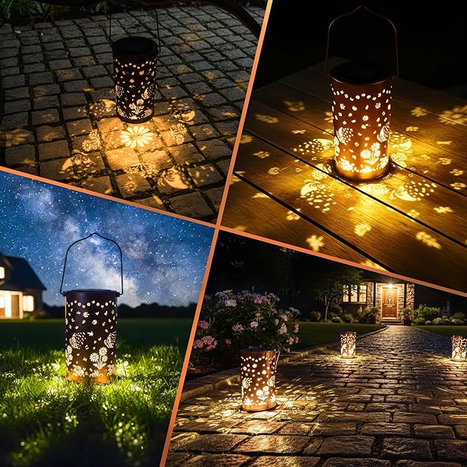 FLAGWIX Christmas Butterfly Gifts for Women Men - Solar Lanterns Outdoor Waterproof, Garden Decor for Outside - Motivational Birthday Gifts for Mom Grandma, Decorative Lantern for Garden Yard Patio