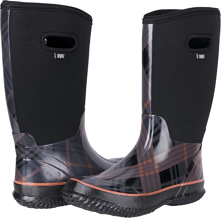 WTW Mid Calf Rain Boots for Women - Waterproof Insulated Neoprene Mud Boots Outdoor Hunting Garden Boots
