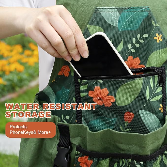 Gardening Apron with Quick Release Pockets for Women and Men, Water Resistant Picking Pouch