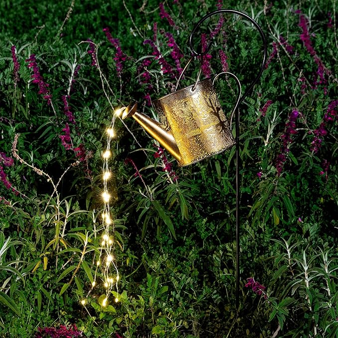 Solar Lights Outdoor Garden Decor, Large Waterproof Watering Can Landscape Lights Outside Decorations for Yard Front Porch Patio Backyard Gardening Gift for Mom Grandma Women Birthday
