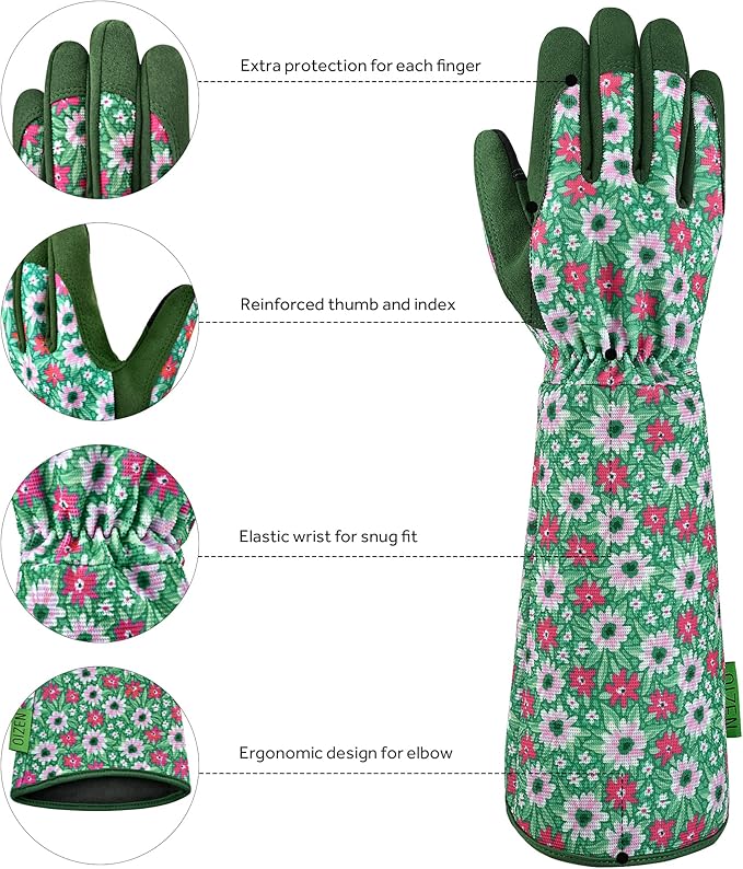 Gardening Gloves for Women, 1 Pair of OIZEN Long Sleeve Thorn Proof Garden Gloves for yard, Gardening Gifts for Women (Large)