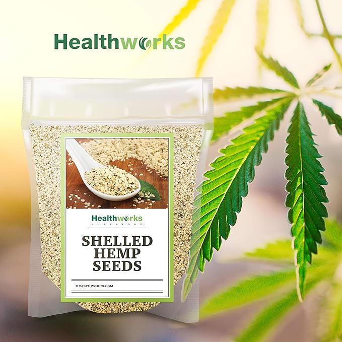 Healthworks Superfood Shelled/Hulled Hemp Seeds Canadian - 32 Oz / 2 Lbs - Premium & All-Natural - Contains Omega 3 & 6, Fiber and Protein - Packaging May Vary