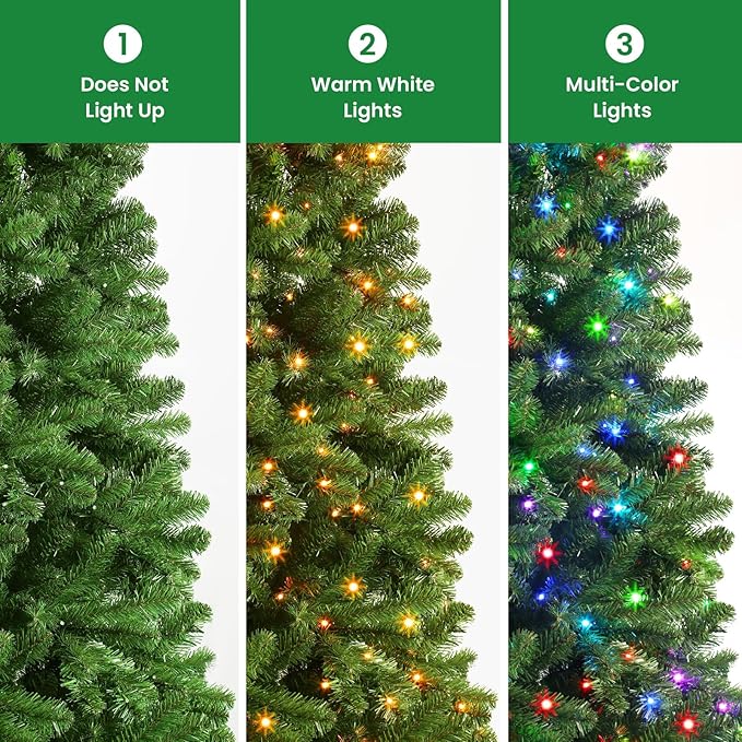 SHareconn 9ft Prelit Artificial Classic Spruce Christmas Tree with Remote Control, 640 Warm White & Multi-Color LED RGB Lights, 2316 Branch Tips, 9 FT Perfect Choice for Home Xmas Decoration, Green