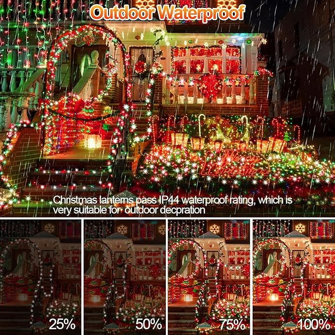 XURISEN 551FT 1400 LED Christmas Lights Outdoor Green Wire String Lights 8 Modes with Timer Memory Waterproof Fairy Light Plug in for Xmas Tree Wedding Yard Party Holiday Decorations(Red)