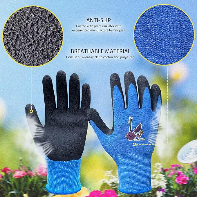 Evridwear Kids Gardening Gloves for Boys Girls Outdoor Yard Work,Planting (3-12 years)