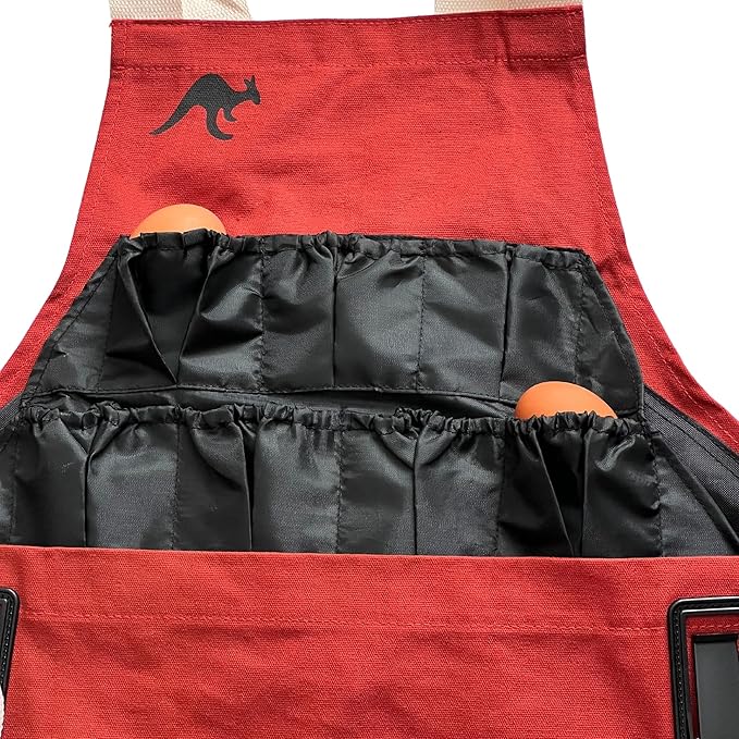 Roo Gardening Apron with Pockets & Harvesting, Picking Pouch - Adjustable, Water-resistant, Washable Canvas Cotton