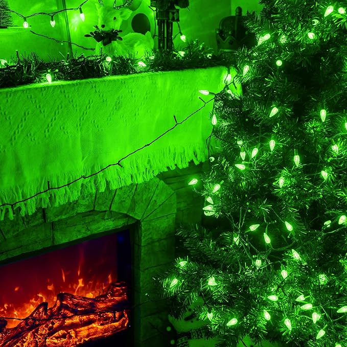 TW SHINE C6 Christmas String Lights, 200 LED 66 FT Outdoor with 8 Modes Timer, Waterproof Connectable for Indoor Yard Xmas Tree House Decorations (Green)