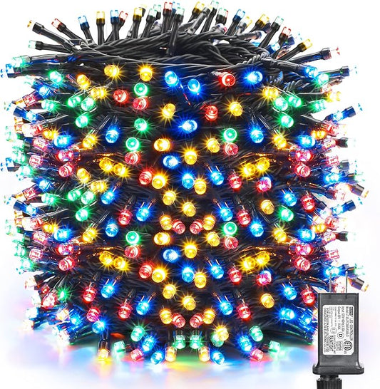 Toodour Christmas Lights Outdoor, 213ft 600 LED String Lights, Timer, Waterproof 8 Modes Outdoor Christmas String Light - Twinkle Light for Tree Home Garden Yard Wedding Party Xmas Decor(Multicolor)