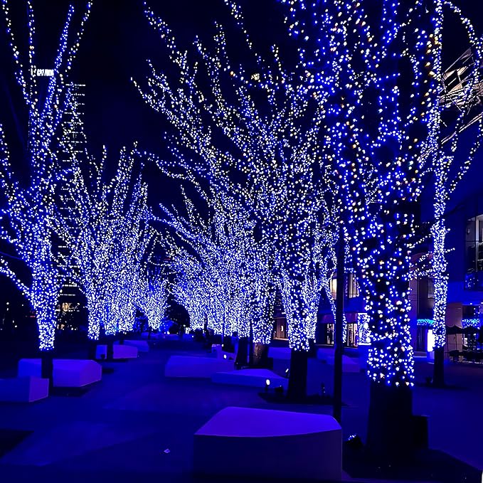 66FT 200 LED Christmas Lights with Timer, Twinkle Fairy Lights String with 8 Flashing Modes String Lights for Indoor Bedroom Outdoor Christmas Trees Garland Wreath Holiday Decorations, Blue