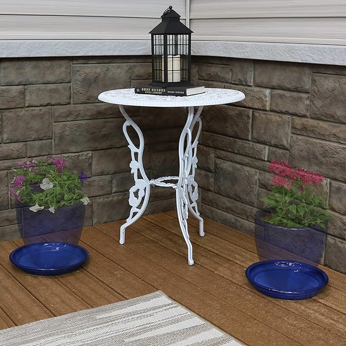 Sunnydaze 9-Inch Ceramic Plant Saucers - Plant Drip Trays for Outdoor Planter Flower Pot Drainage - Set of 2 - Imperial Blue