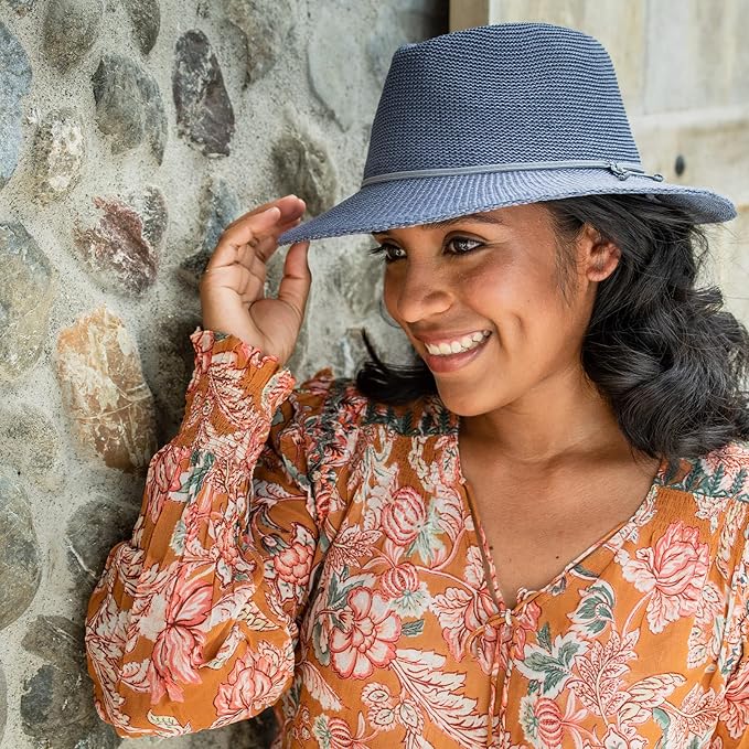 Wallaroo Hat Company Women’s Victoria Fedora – UPF 50+ UV Protection, Wide Brim, Medium Size, Packable & Adjustable Sun Hat