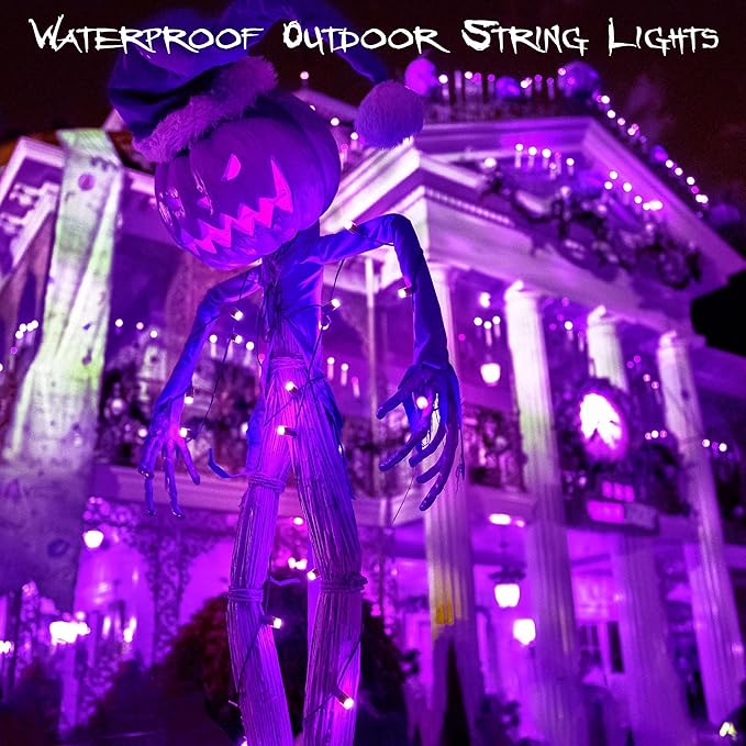 Techip Halloween Lights Purple String Lights Mini Lights Indoor Outdoor 300 LED Outdoor Party Decorations 108FT Waterproof Connectable Twinkle Fairy String Lights for Wedding Garden Tree