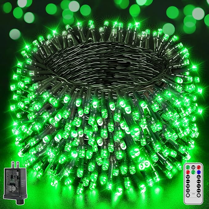 500 LED 164 FT Christmas Lights, Waterproof Outdoor String Lights with Remote and Timer, Christmas Tree Lights with 8 Modes Dimmable, Fairy Lights for Holiday Decor (Green)