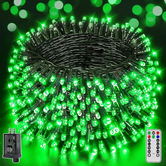 500 LED 164 FT Christmas Lights, Waterproof Outdoor String Lights with Remote and Timer, Christmas Tree Lights with 8 Modes Dimmable, Fairy Lights for Holiday Decor (Green)