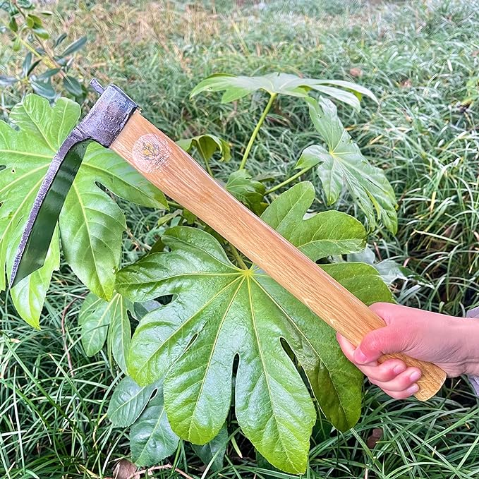 14 Inch Heavy Duty Curved Hoe, Without Welding, Gardening Tool, Oak Handle, for Digging, Weeding, and Planting