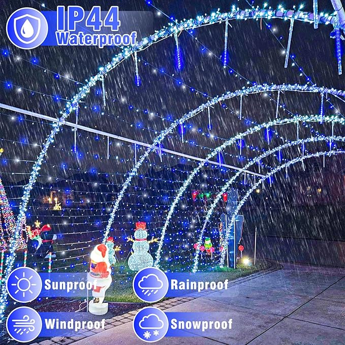 66FT 200 LED Christmas Lights Outdoor, Plug in Christmas String Lights Indoor, Waterproof & 8 Modes & Timer Function, Connectable Fairy Twinkle Light for Bedroom Classroom Wedding Decor, Blue White