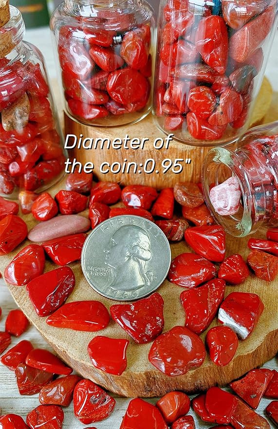 250G Red Jasper Crystals Polished Rocks 0.28-0.35" Tumbled Stones Chips Stone Crushed Crystal Natural Quartz Gem Gravel Home Decoration Aquarium Tank Succulent Plants Vase Filler Landscape Ornament