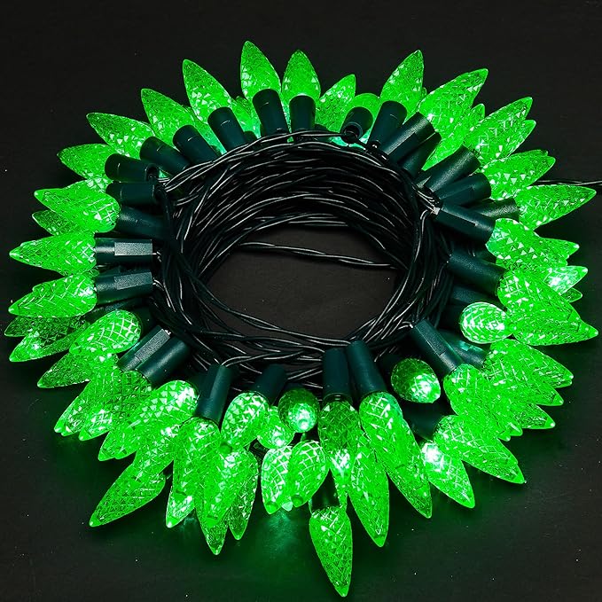 WBao C6 60 LED 20ft Battery Operated Christmas String Lights with 8 Modes, Timer, Waterproof Design for Indoor Outdoor Christmas Trees, Fence, Stairs Xmas Decorations, Green