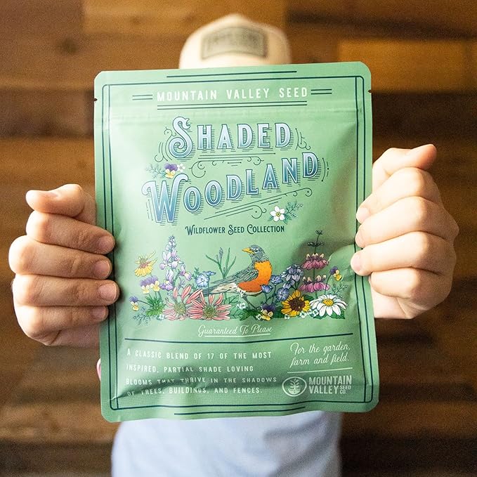 Wildflower Seed Bulk, 3 Oz. (80,000+ Seeds) – 19 Non-GMO Flower Seeds for Shade, Annual & Perennial Wild Flowers Mix for Partial Shade – Shade Tolerant by Mountain Valley Seed