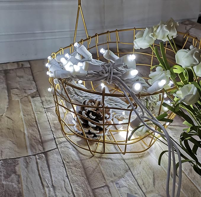 Christmas Lights 50 LED 17FT Commercial Mini LED String Lights, 120V UL, White Wire Xmas Lights for Indoor & Outdoor Use, Holiday Party Decorations,Trees, Light Displays (Cool White)