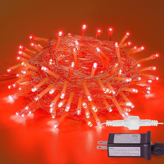 33FT 100 LEDs String Lights Waterproof Fairy Lights 8 Modes with Memory 30V UL Certified Power Supply for Home, Garden, Wedding, Party, Christmas Decoration Indoor Outdoor (Red)