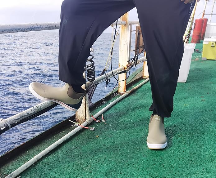 WTW Unisex Rain Boots for Men and Women Waterproof Rubber Fishing Deck Boots Neoprene Boots Slip on Ankle Garden Shoes