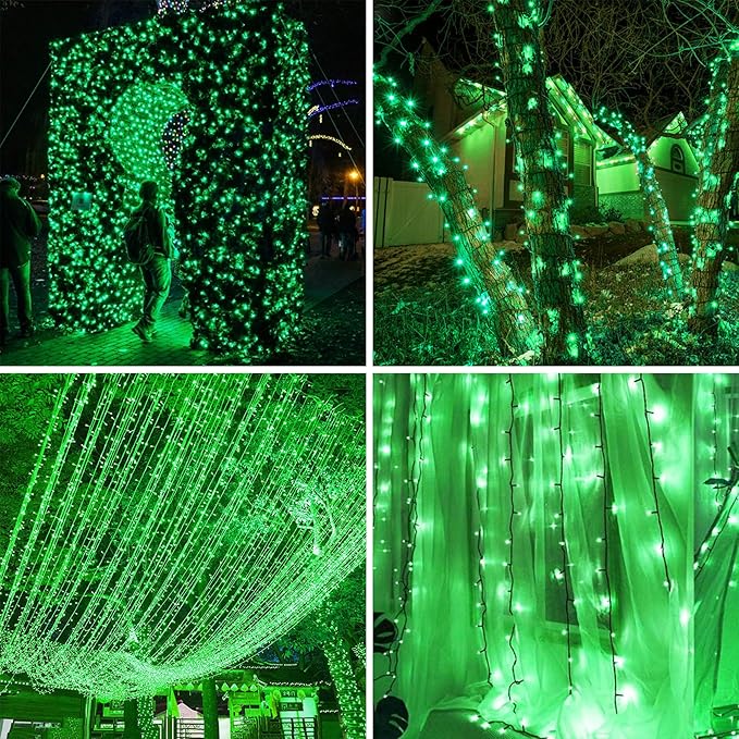 kemooie 500 LED Green Christmas Lights, 164 FT 8 Lighting Mode with Memory Plug in Waterproof Fairy Lights, for Outdoor Birthday Christmas Wedding Party Garden Balcony Decorations (Green)