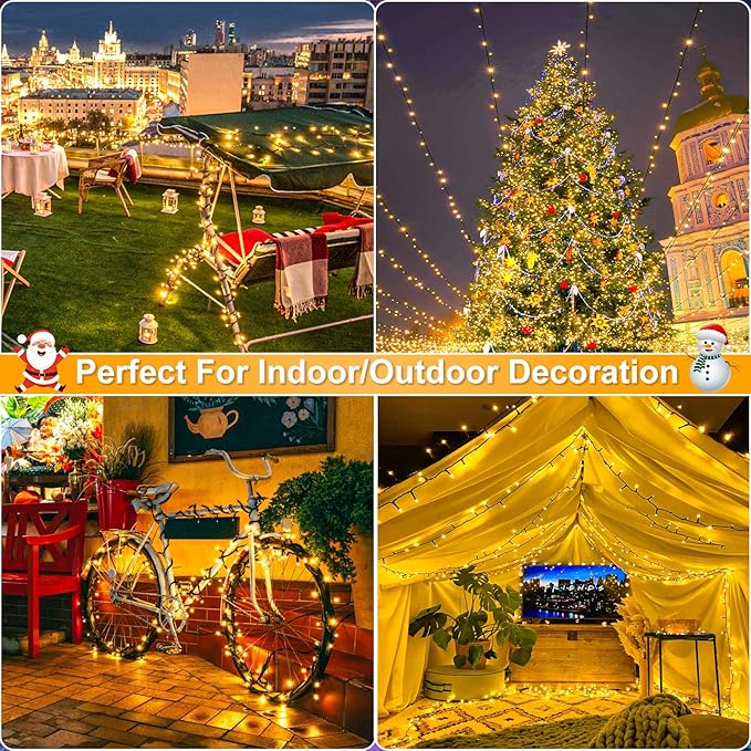 262FT 800 LED Christmas Lights, Plug in Warm White Christmas Tree Lights Outdoor with Timer and 8 Modes, Green Wire Waterproof String Lights for Indoor Yard Patio Xmas Holiday Decorations