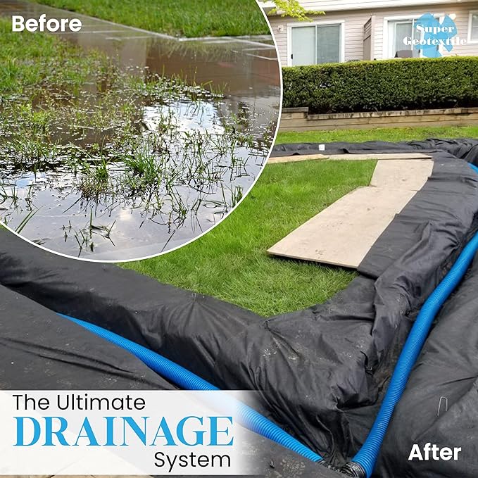 4, 6, 8 oz Non Woven Fabric for Landscaping, French Drains, Underlayment, Erosion Control, Construction Projects - 6 oz (15X50)