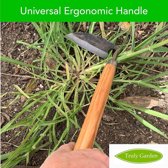 Effortless Weeding: Sharp Sickle Cuts Roots, Saves Time - with Thick Leather Sheath & Sharpening Stone