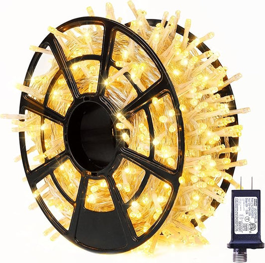 JMEXSUSS 800 LED Christmas Lights Outdoor Indoor String Lights with 8 Modes Warm White Plug in for Patio Garden Tree Wedding Party Yard Spring Decoration