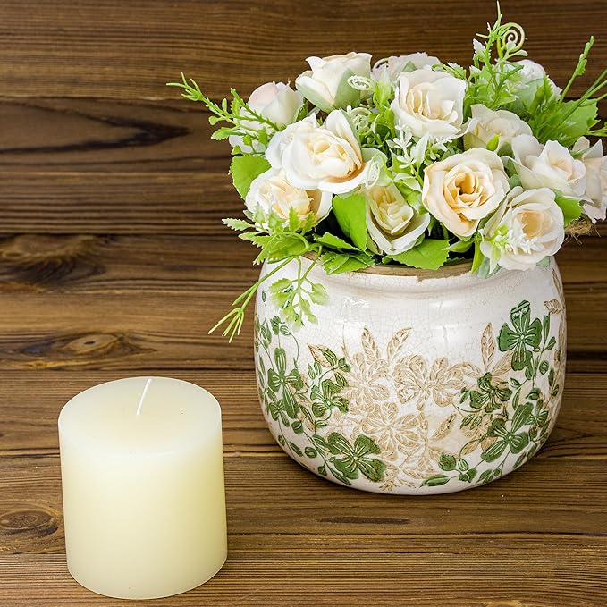 Vintage Ceramic Ice Crack Flower Pot with Drainage Holes, Country Rustic Planters for Indoor and Outdoor,Tuscan Decor,Home,Living Room, Garden Decor, Gardening Gift (Classic)