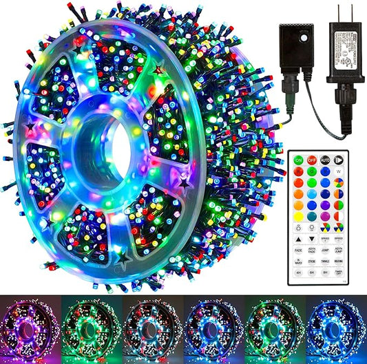 164 FT 500 LED Christmas String Lights, Waterproof RGB String Lights with Remote Control& Timer Function, 24 Colors Changing Fairy Lights for Indoor Outdoor Room Wall Christmas Tree Party Decoration
