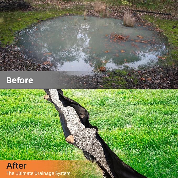 Towallmark Geotextile Landscape, 4ft x 100ft & 6oz Geotextile Fabric, PP Drainage 350N Tensile Strength & 440N Load Capacity, for Driveway & Road Stabilizationr, Erosion Control, French Drains