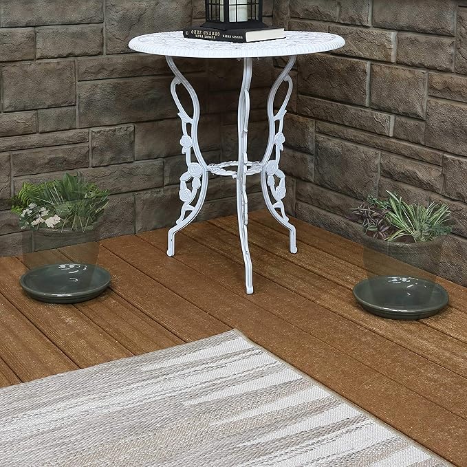 Sunnydaze 7-Inch Ceramic Plant Saucers - Plant Drip Trays for Outdoor Planter Flower Pot Drainage - Set of 2 - Gray