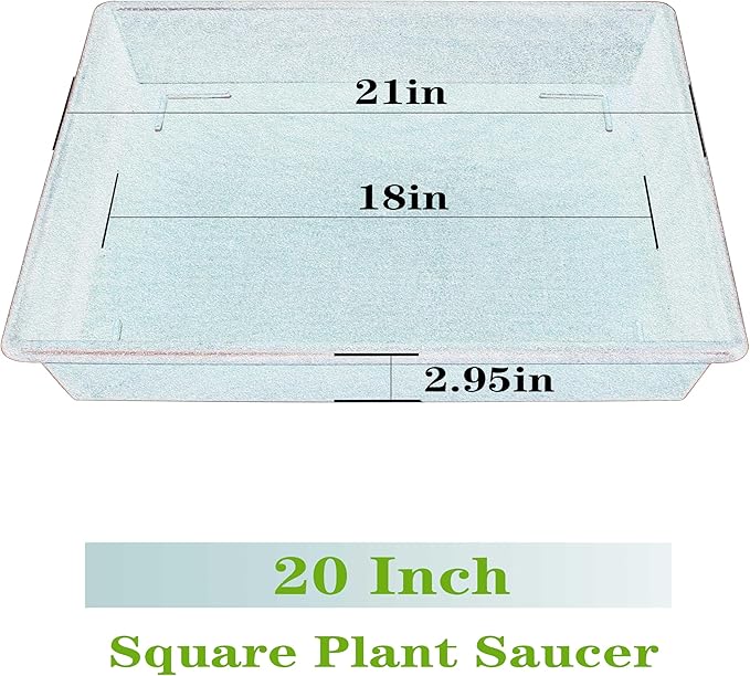 Square Plant Saucer 20 Inch 2 Pack 16 18 20 Extra Large Plant Trays for Pots Heavy Duty Plastic Plant Saucers for Indoors Outdoors, Flower Pot No Holes Plant Drip Trays