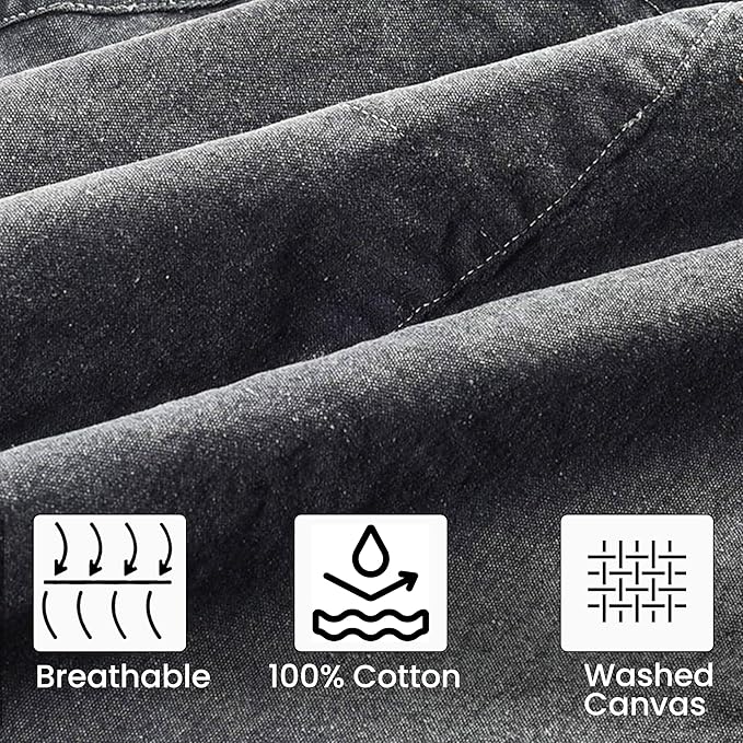 LEATHER VILLAGE Chef Aprons for Men Women with Large Pockets, Cotton Canvas Cross Back Adjustable Work Apron, Size M to XXL