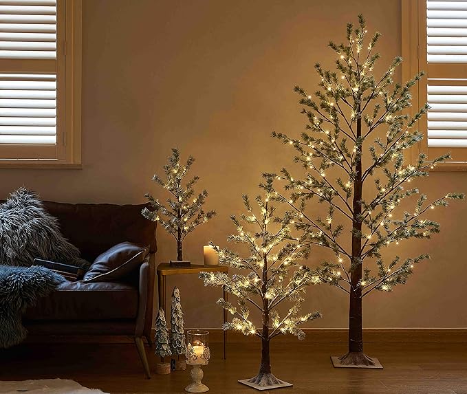 LITBLOOM Pre lit Faux Noway Christmas Pine Tree Lights 6FT 126 Warm White LED for Indoor Outdoor Home Decoration