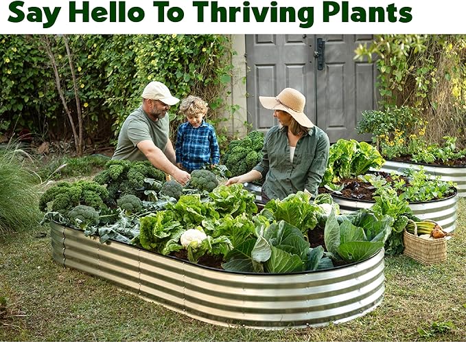 Galvanized Raised Garden Beds Outdoor // 8×4×1 ft (2-Pack) Planter Raised Beds for Gardening, Vegetables, Flowers // Large Metal Garden Box // Patented Tool-Free Design (Silver)