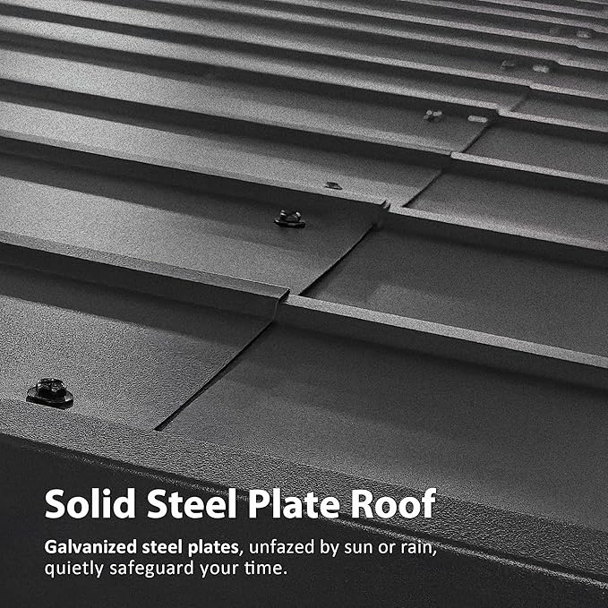 Macrout 12'x14' Outdoor Gazebo, Heavy Duty Pergola with Sloped Metal Roof and Aluminum Frame, Permanent Gazebos for Patio, Decks, Backyard, Garden, 4756 (Sloped Roof + Brown Frame, 12'x14')