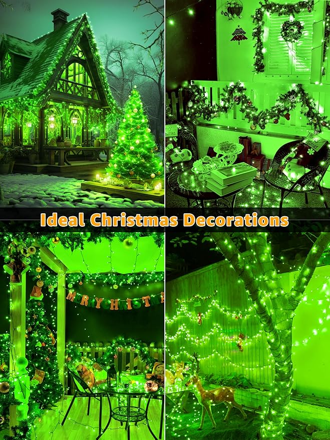 500 LED 164 FT Christmas Lights, Waterproof Outdoor String Lights with Remote and Timer, Christmas Tree Lights with 8 Modes Dimmable, Fairy Lights for Holiday Decor (Green)